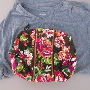 Vera Bradley Floral Quilted Cosmetic Bag & Goodfellow V‑Neck Tee Bundle – Like N
